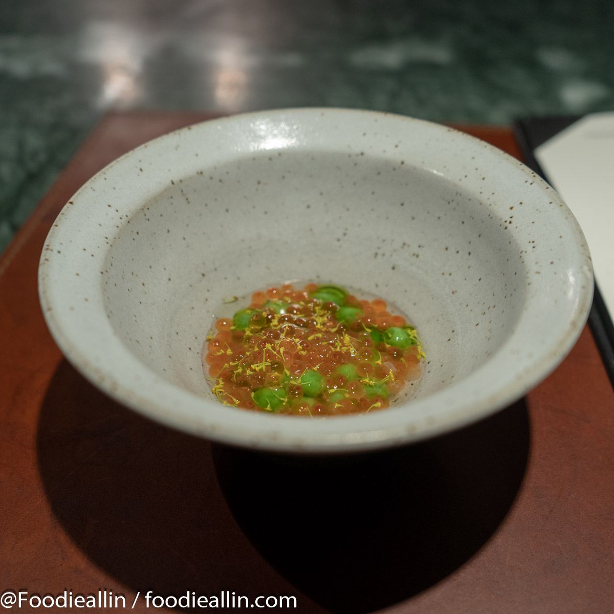 Late summer peas with white miso, ”Älvdalsrom” and flowering dill